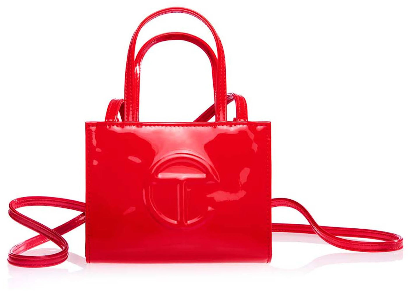 Telfar Small Patent Shopping Bag-Red
