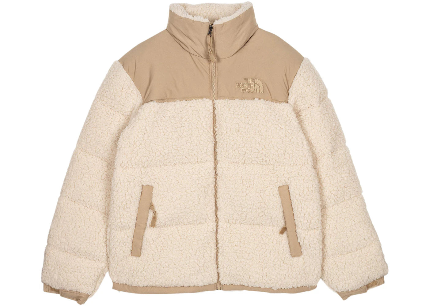 The North Face High Pile Nuptse 600-Fill Recycled Waterfowl Down Jacket-Bleached Sand/Kelp Tan