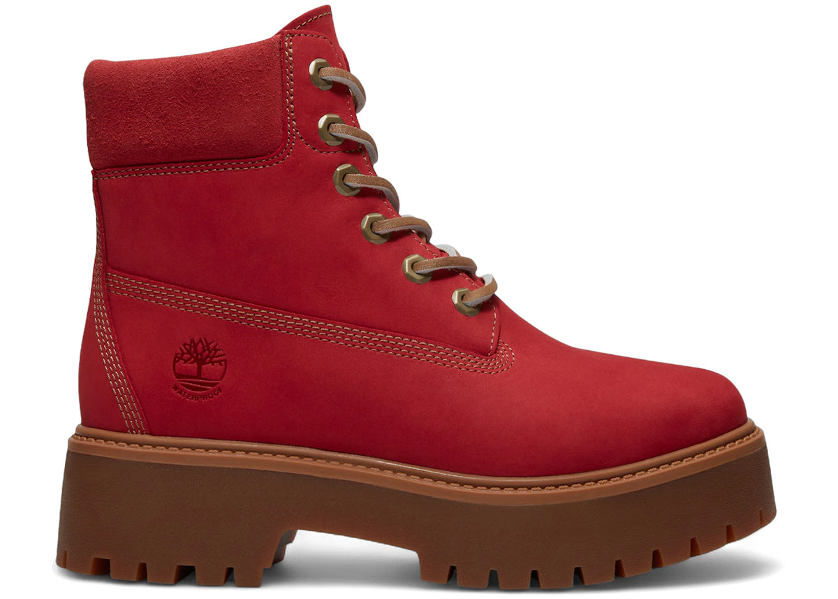 Timberland Stone Street 6 Inch Waterproof Platform Boot Red Nubuck - main view