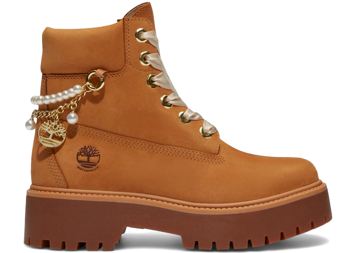 Timberland Stone Street Platform 6 Inch Waterproof Wheat Nubuck With Charms - main view
