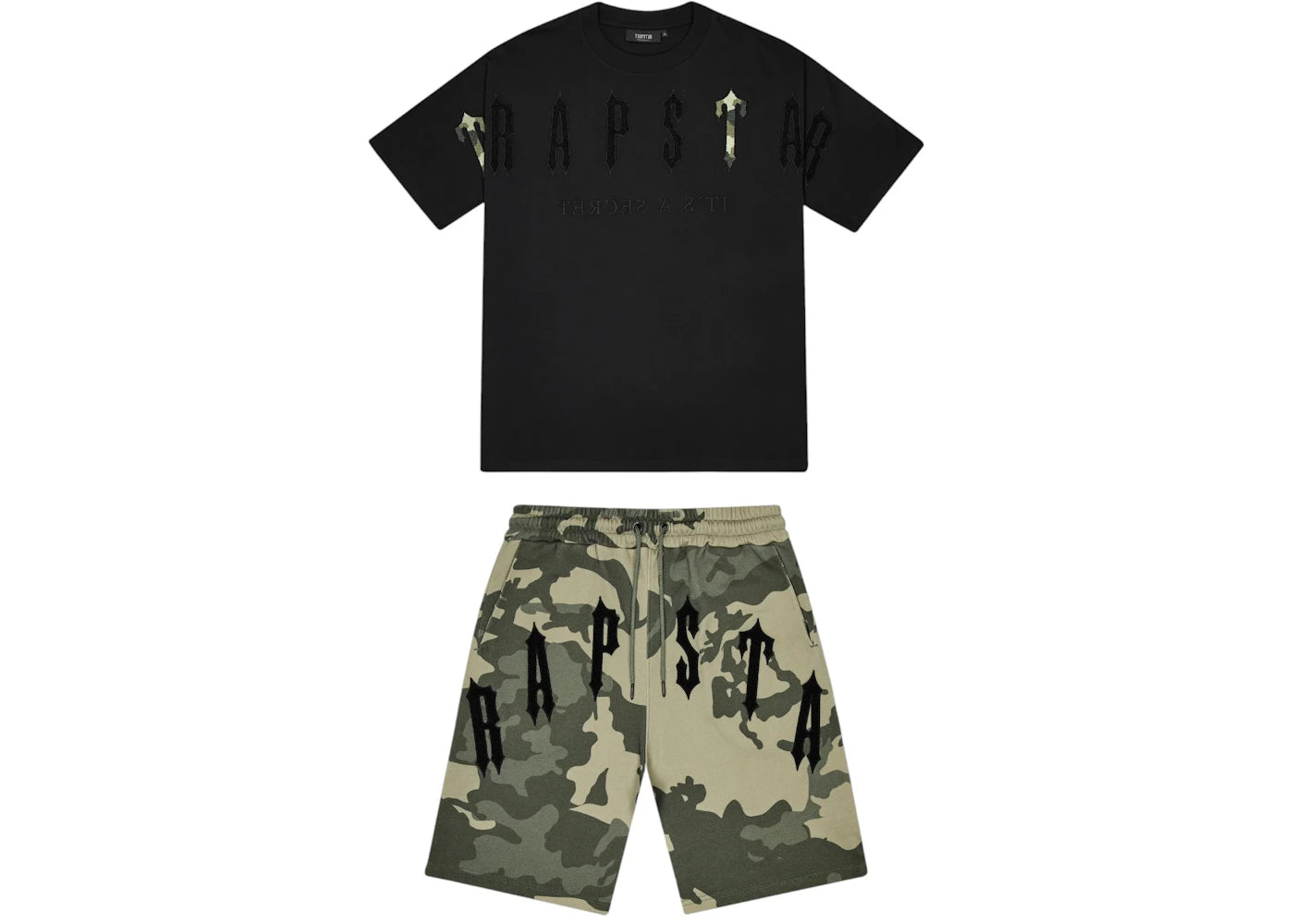 Ensemble short Trapstar Arch Chenille Decoded 2.0 - Noir/Camouflage