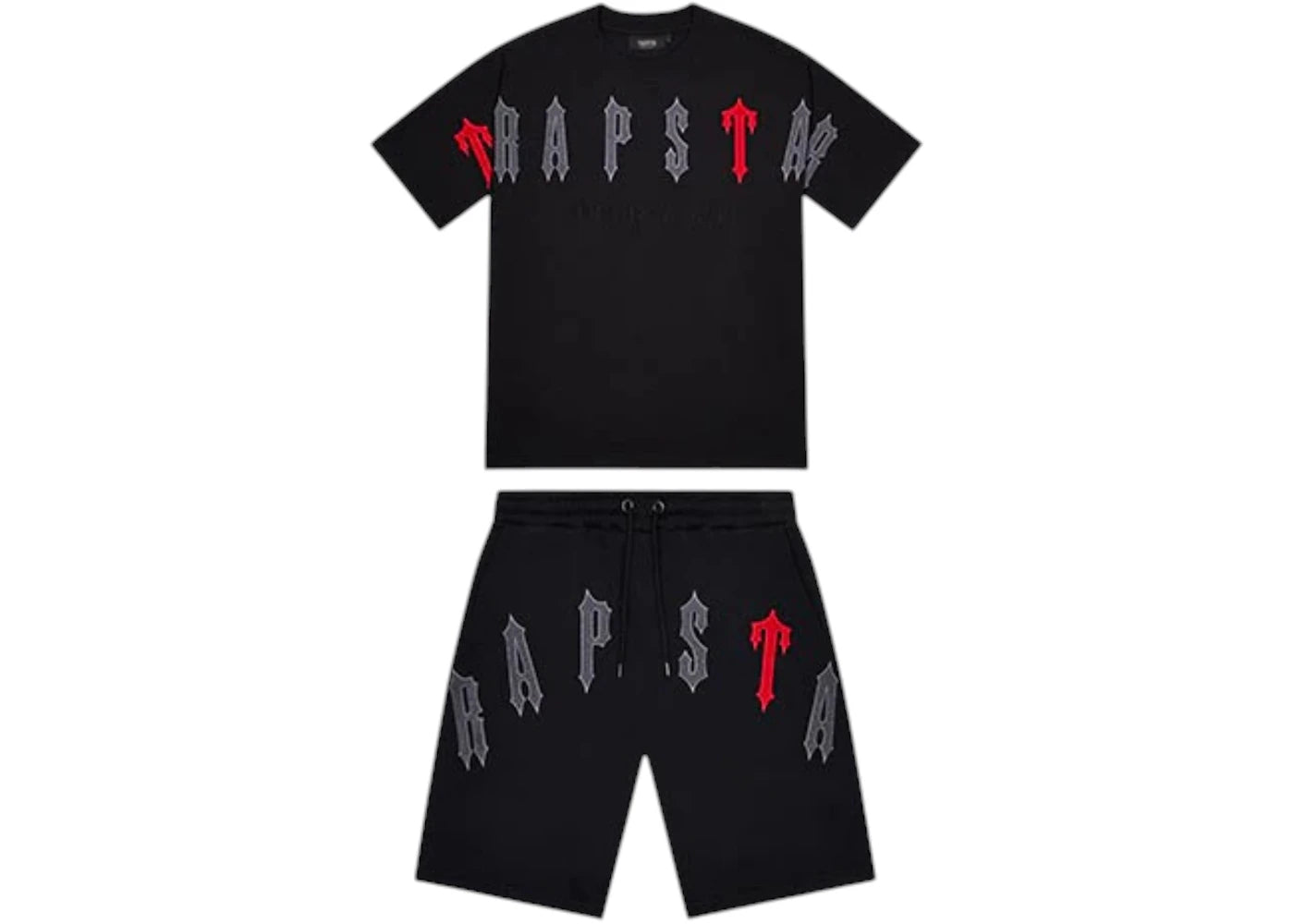 Trapstar Arch Chenille Decoded 2.0 Shorts Set-Black/Red