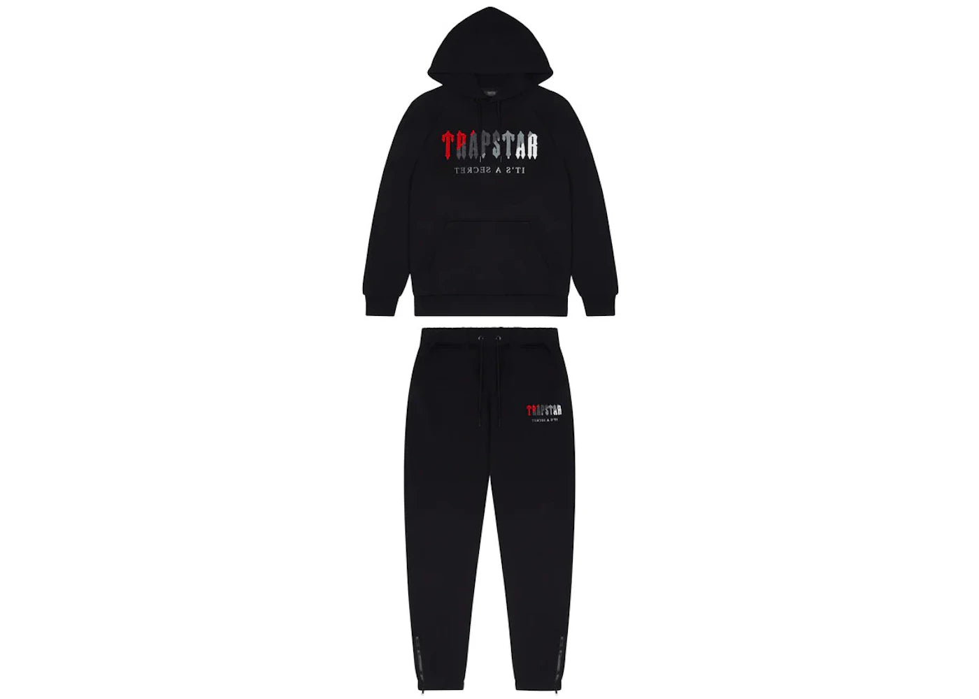 Survêtement à capuche Trapstar Chenille Decoded - Noir/Rouge