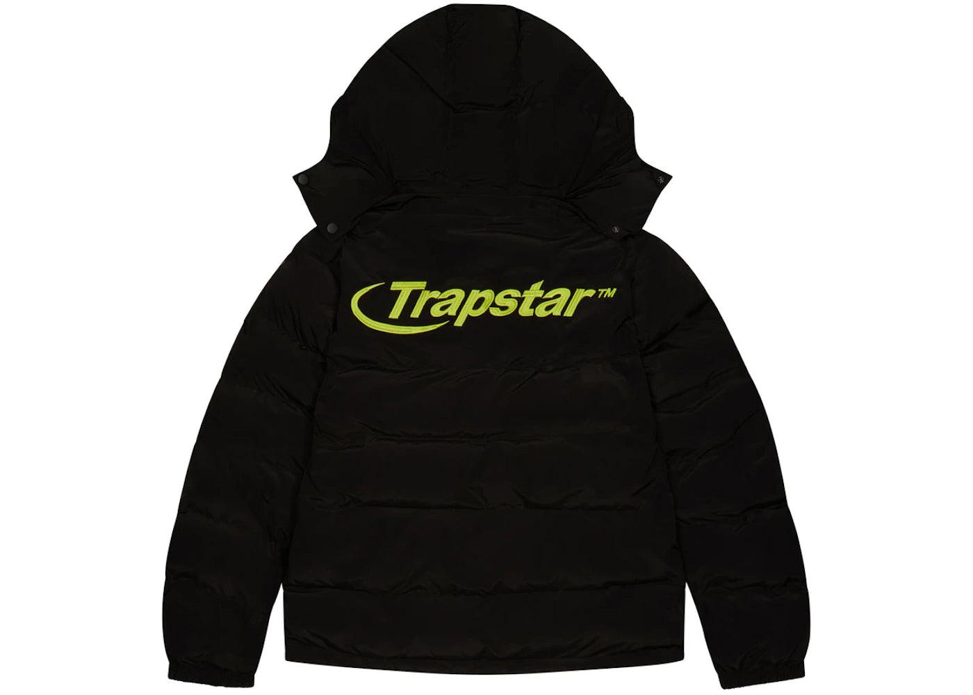 Trapstar Hyperdrive Detachable Hooded Puffer Jacket-Black/Lime