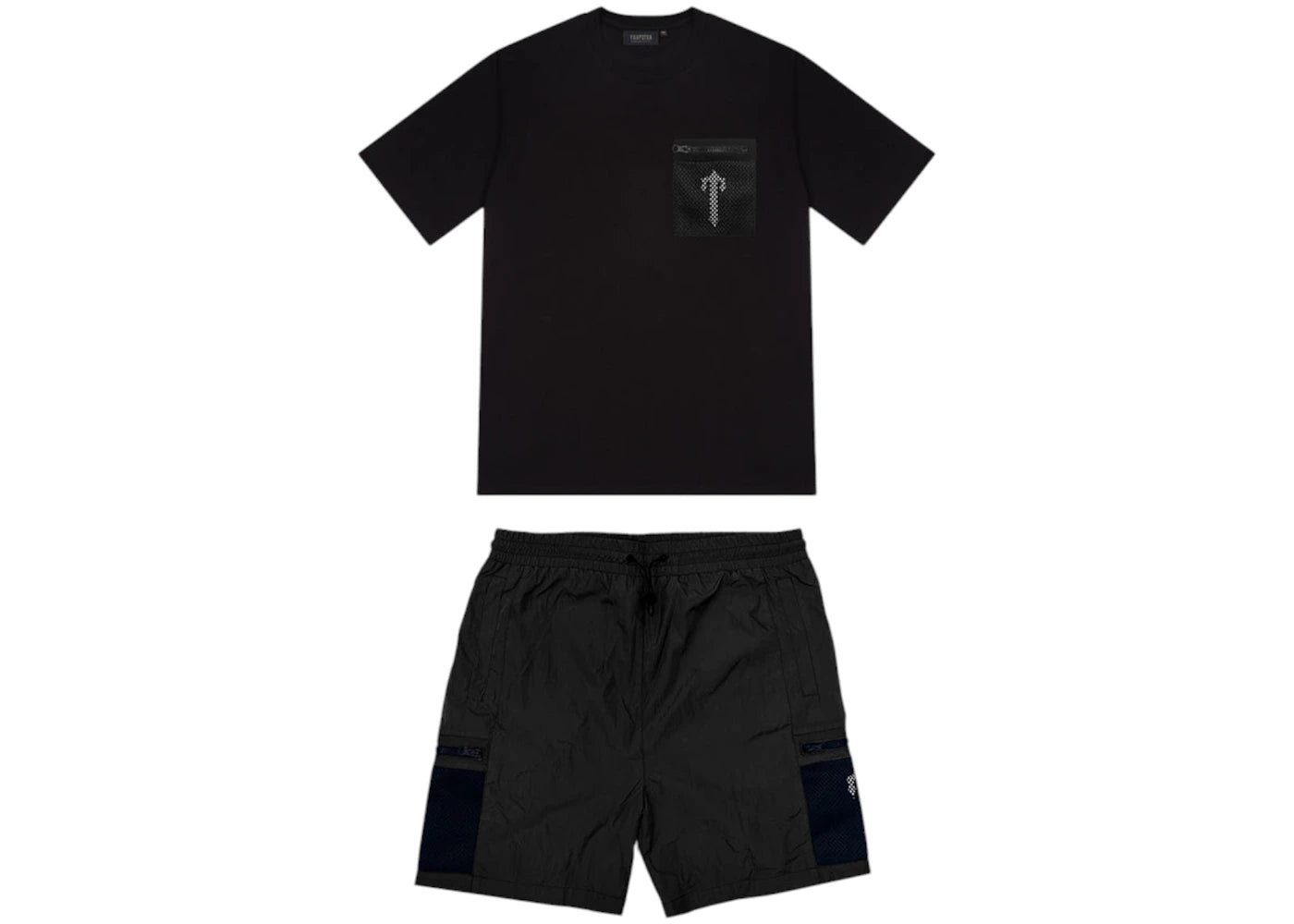 Ensemble short Trapstar Irongate à poche en maille - Noir/Blanc