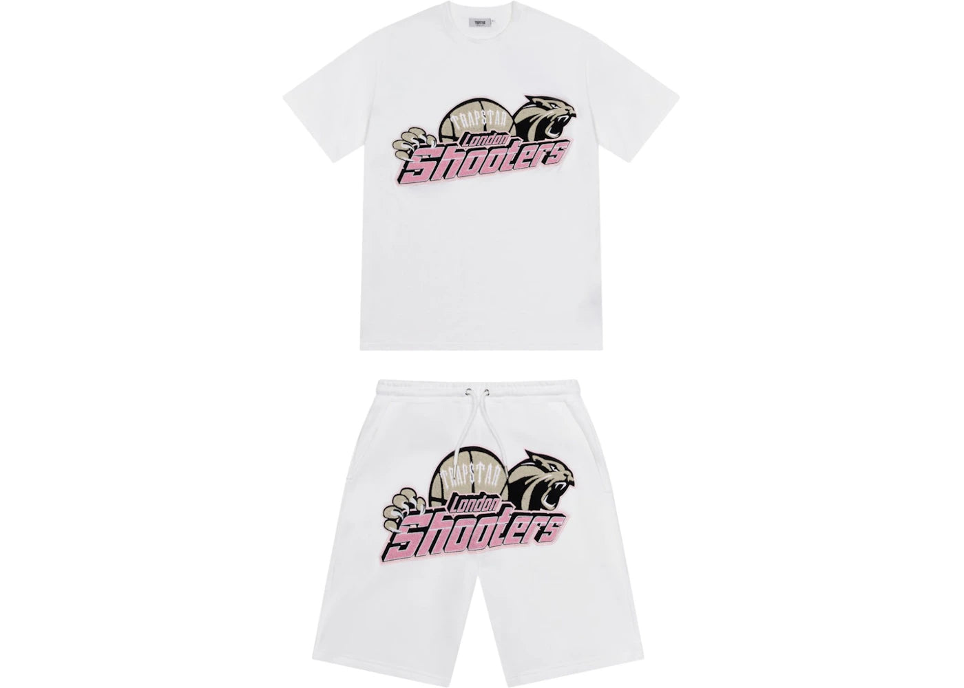 Ensemble short Trapstar Shooters Chenille - Blanc/Rose