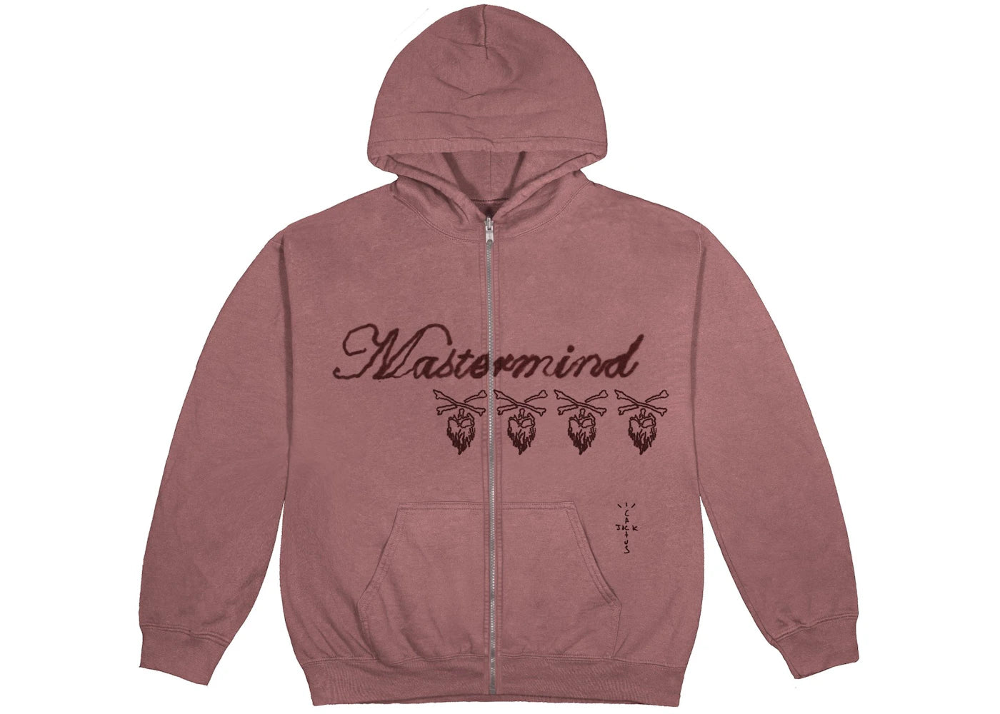 Travis Scott Cactus Jack For Mastermind Skull Zip Up Hoodie-Mauve