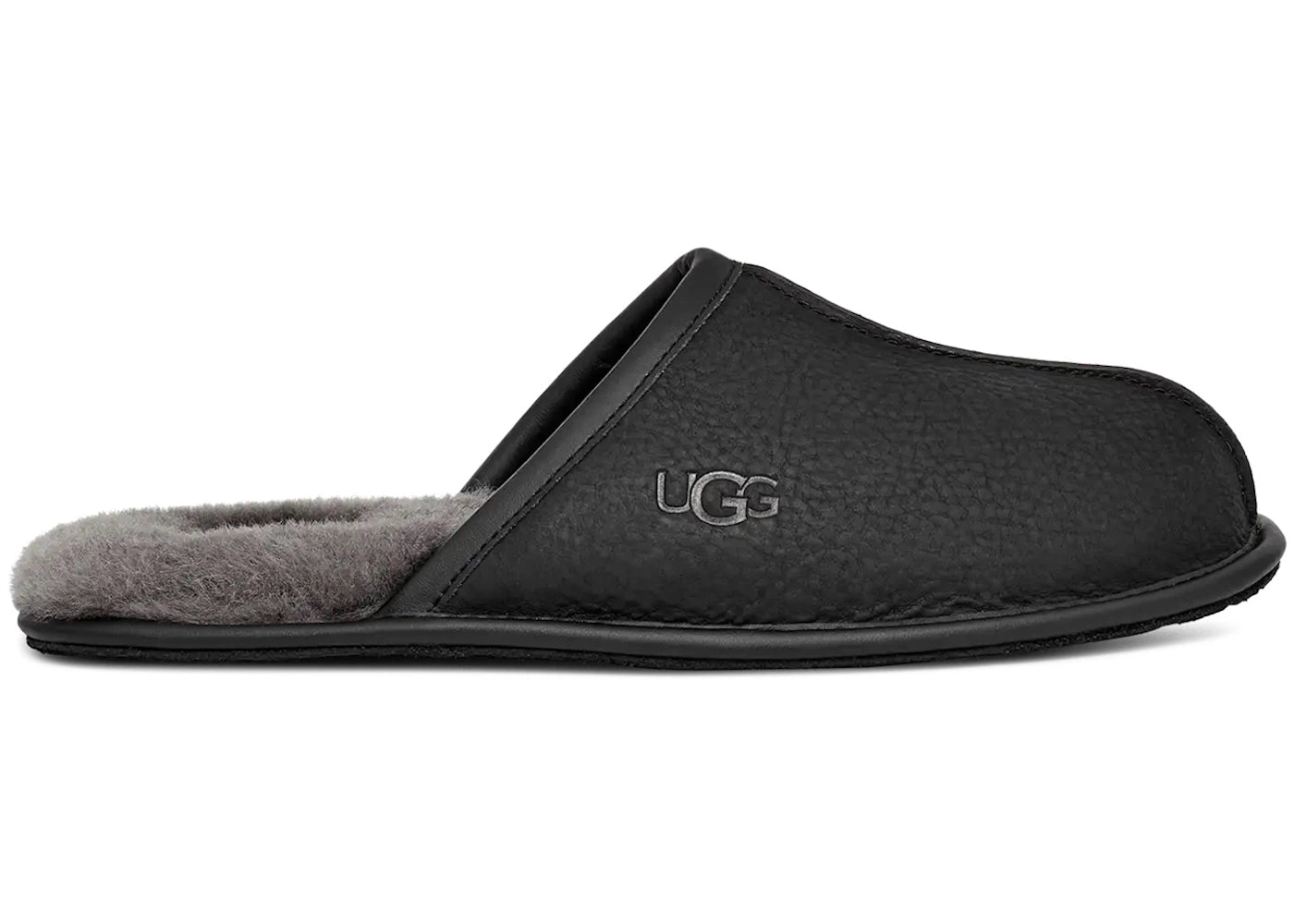 UGG Scuff Leather Slipper-Black