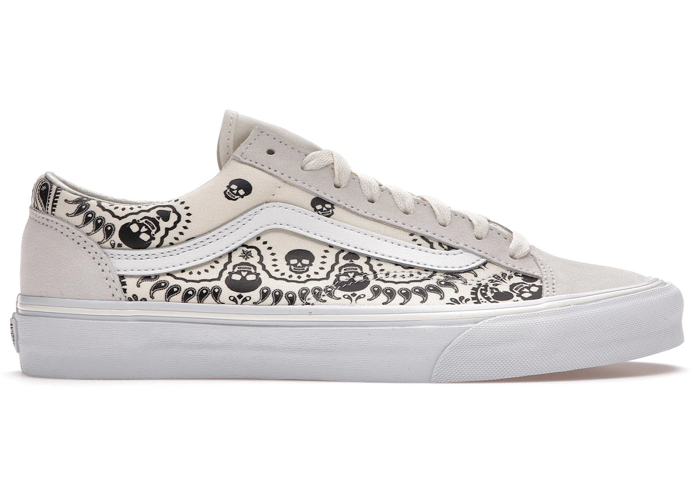 Vans Style 36 - Bandana Tête de mort Blanc Noir
