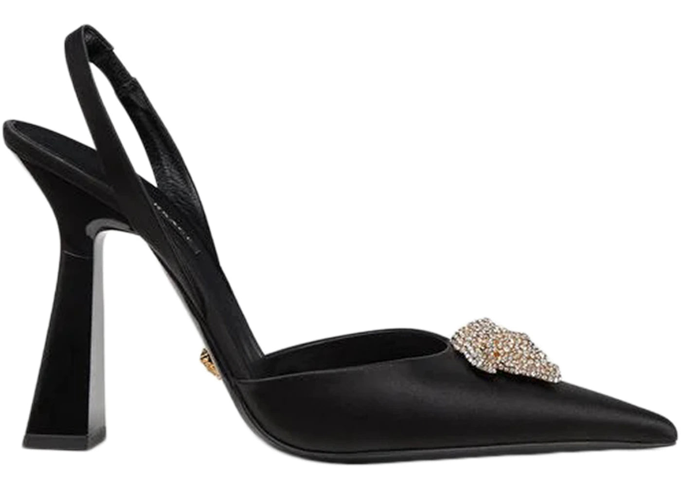 Versace Crystal La Medusa 110mm Slingback Pumps-Black Satin