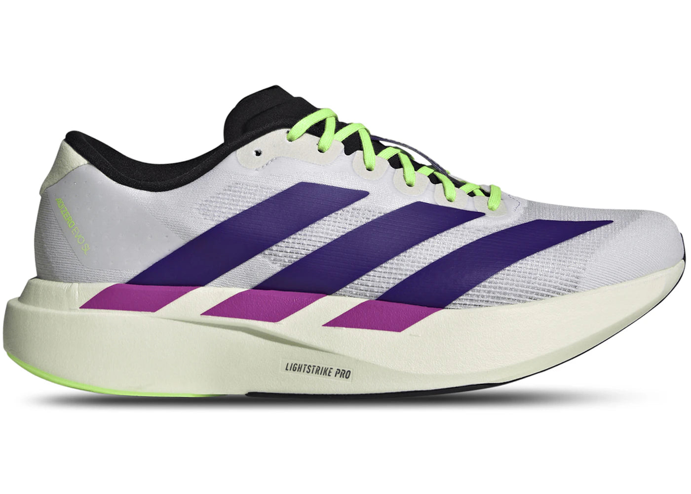 adidas Adizero Evo SL White Purple Lime Burst