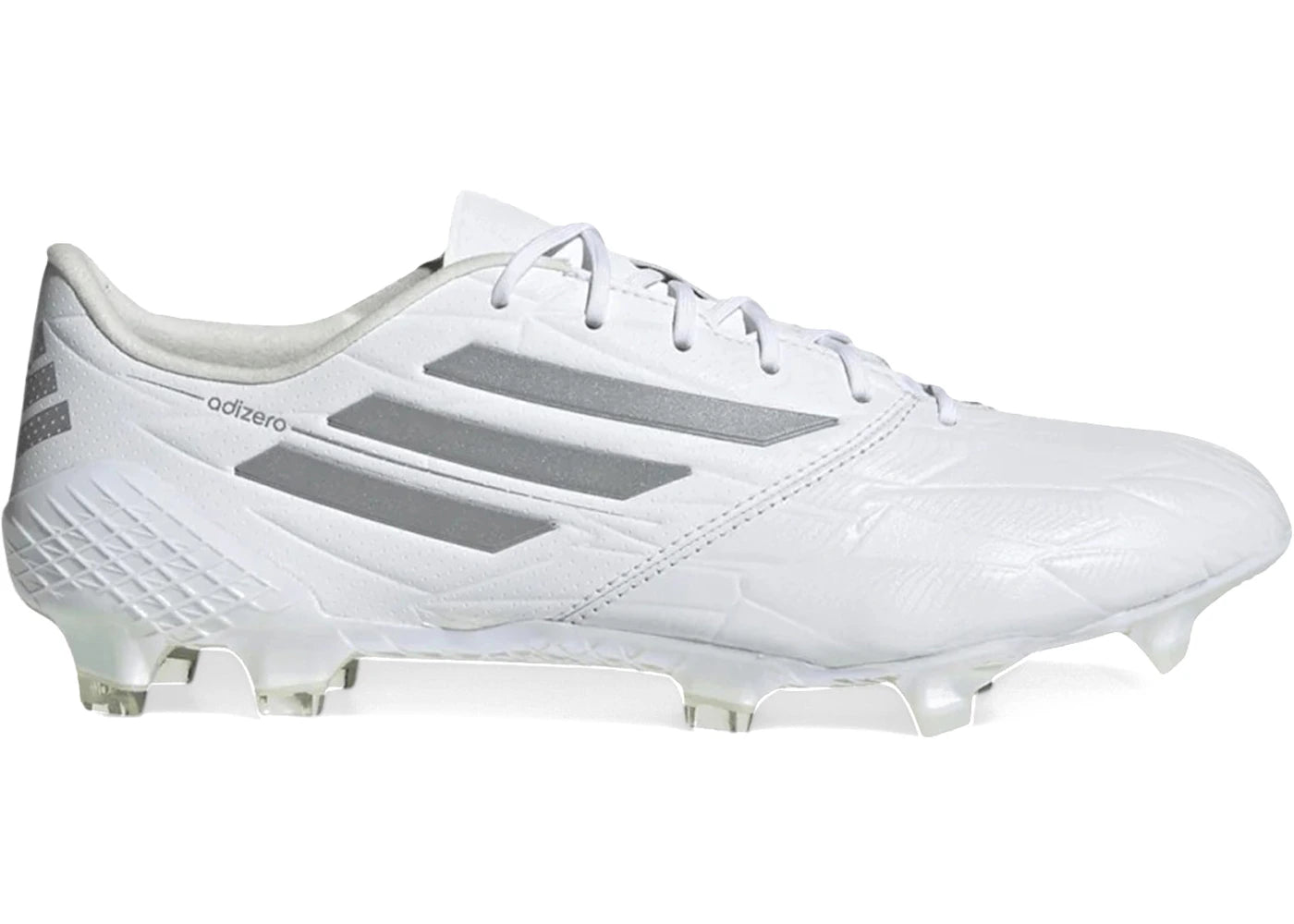 adidas Adizero F50 4 Cuir FG - Blanc Argent Métallisé