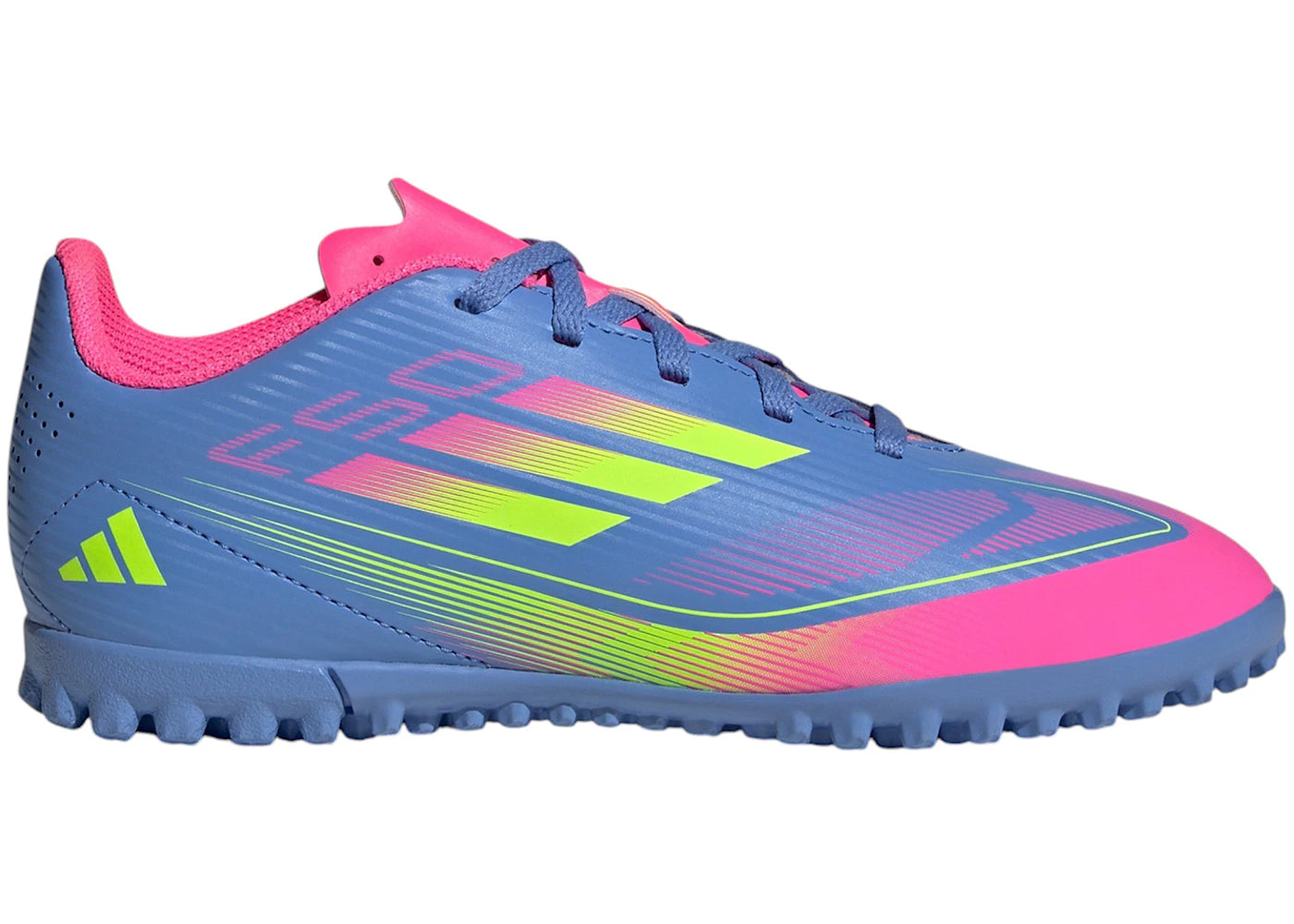 adidas F50 Club Turf-Blue Fusion Lucid Lemon Lucid Pink (Kids)