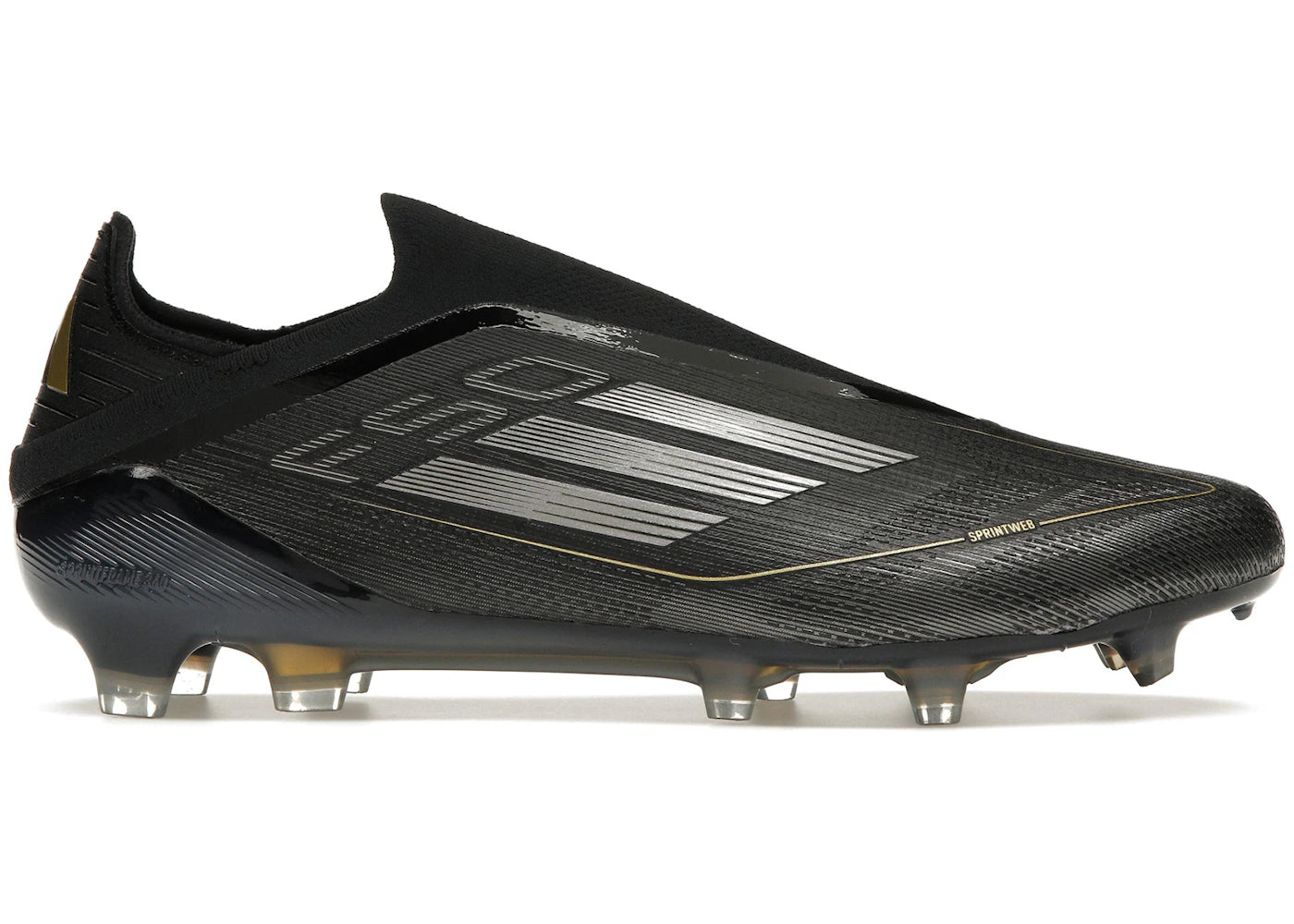 adidas F50 Elite Laceless FG-Core Black Iron Metallic Gold Metallic