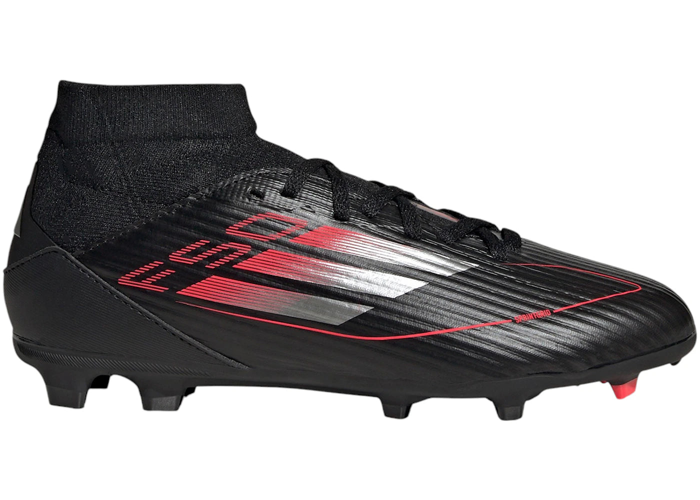 adidas F50 League FG/MG-Core Noir Fer Métallisé Rouge Lucide (Enfants)