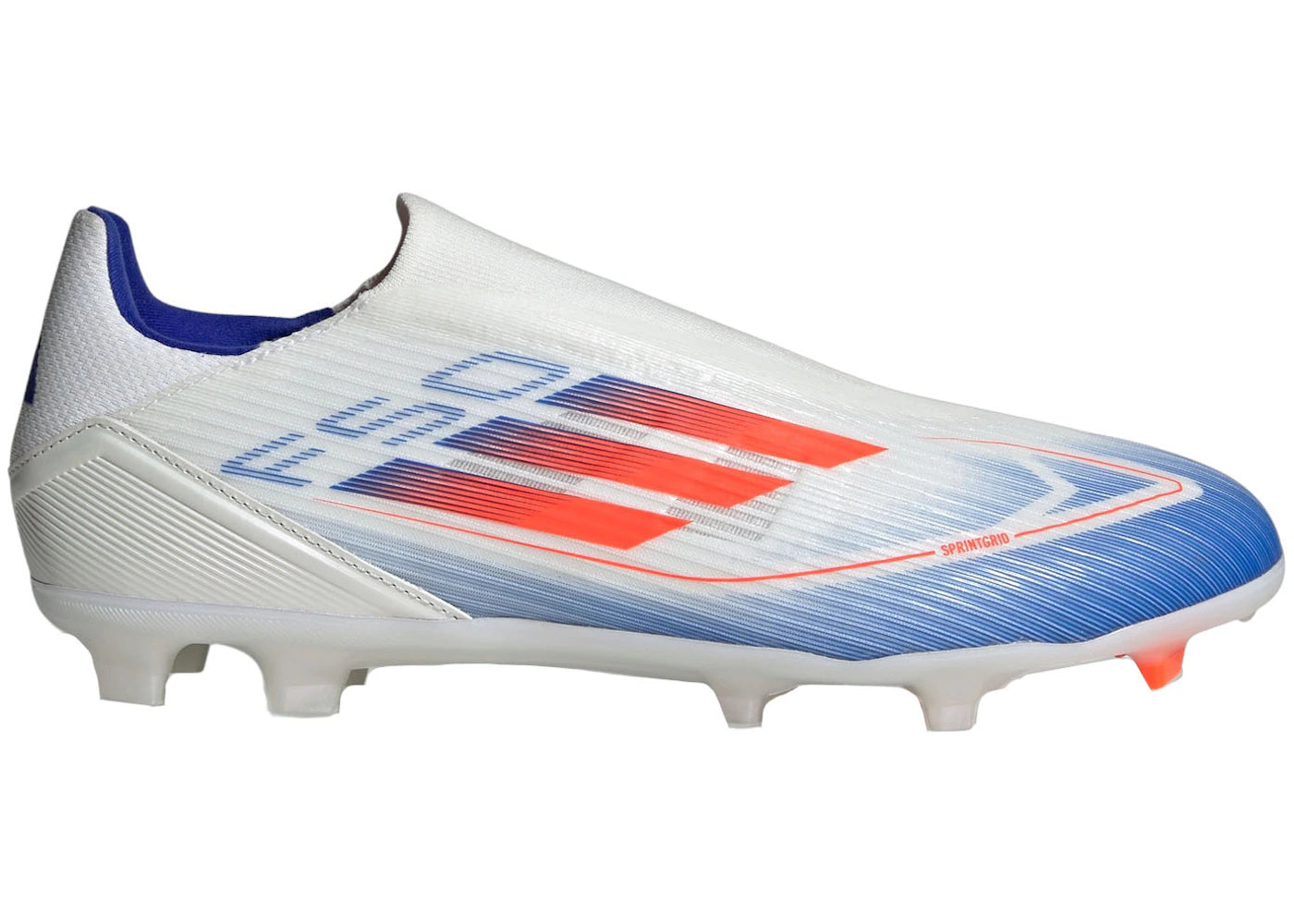 adidas F50 League Laceless Firm/Multi-Ground-Cloud White Solar Red Lucid Blue