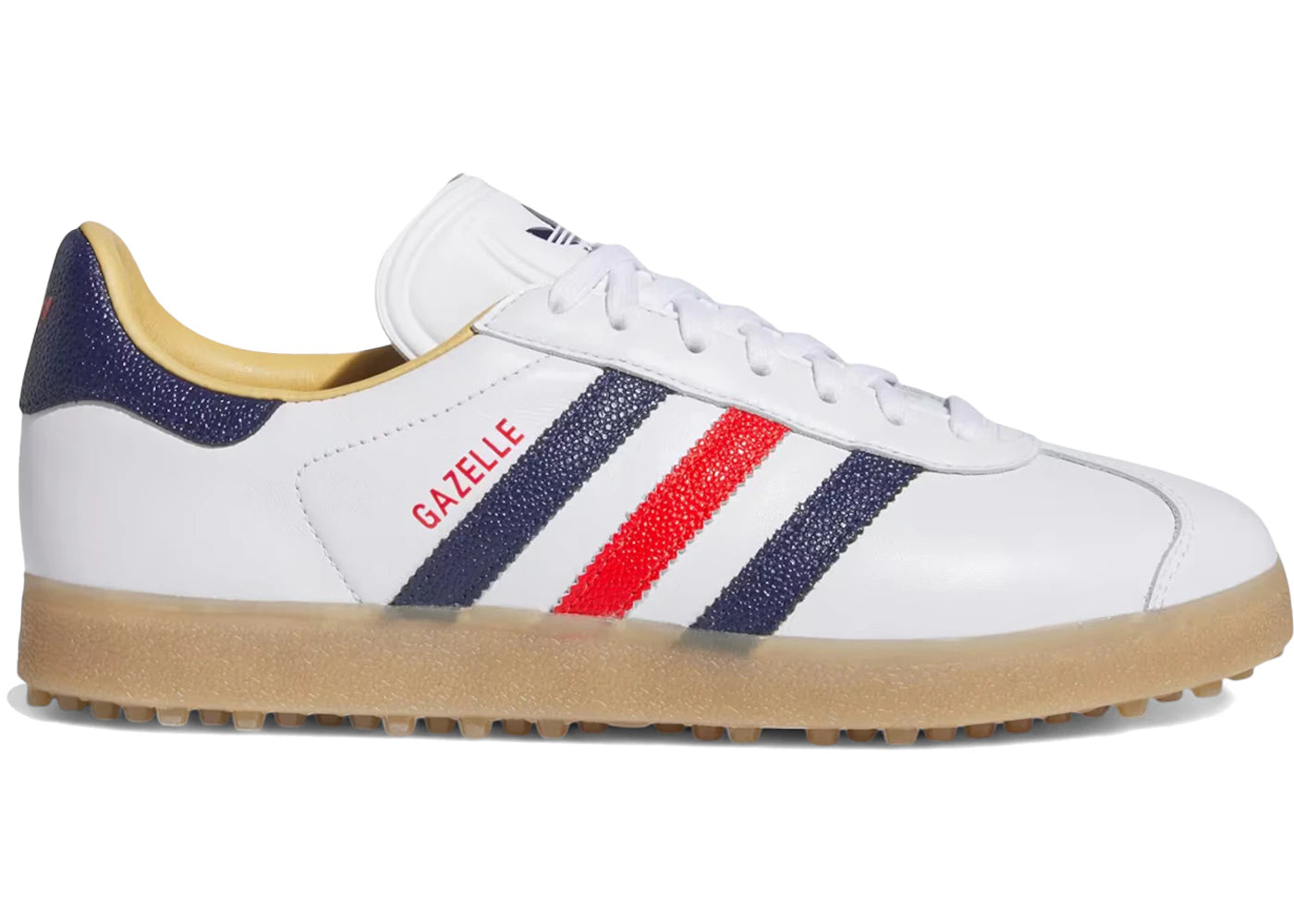 adidas Gazelle Leather Spikeless Golf-White Dark Blue Red
