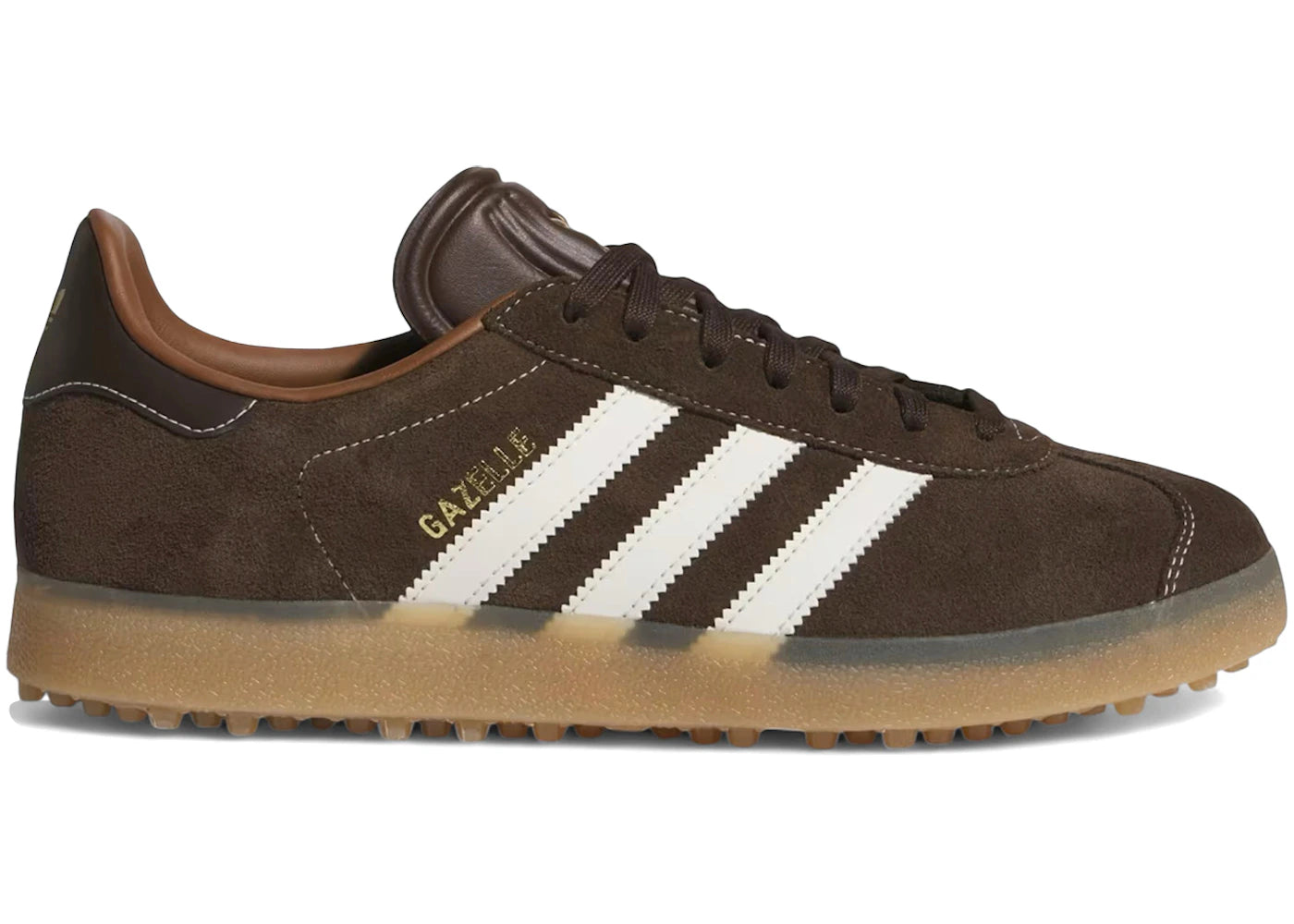 adidas Gazelle Spikeless Golf-Dark Brown Chalk White