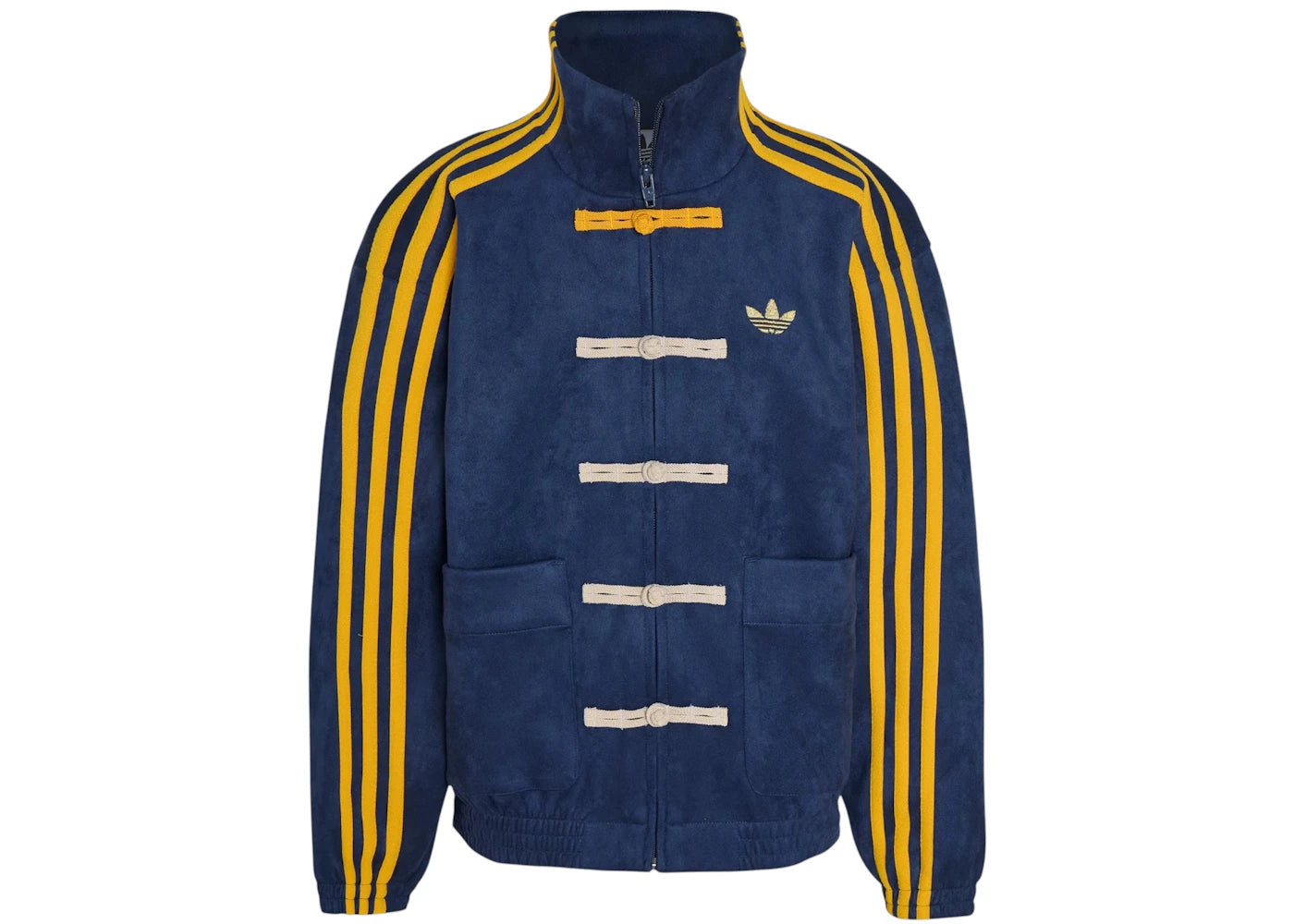 adidas Junior Kids Chinese Style Oversized Knit Jacket  Crew Navy/Collegiate Gold