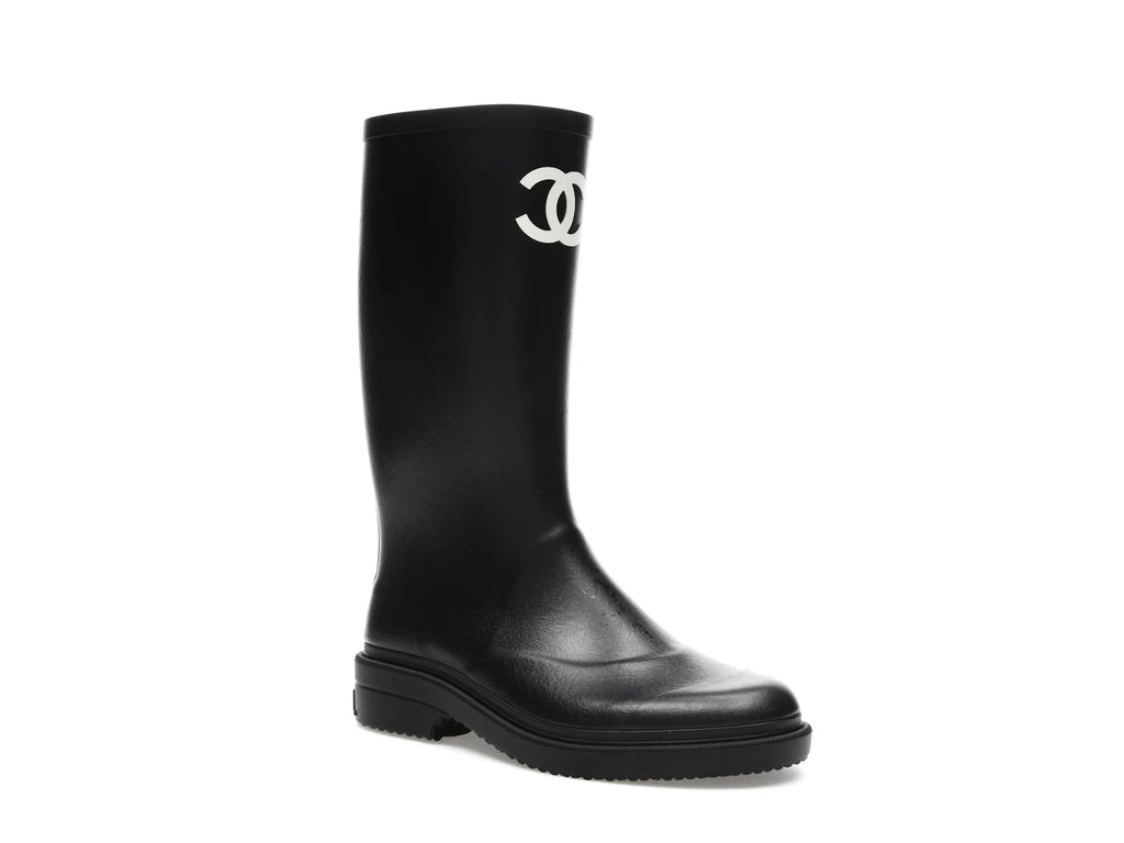 Chanel Rubber Rain Boots Black - alternate angle 2