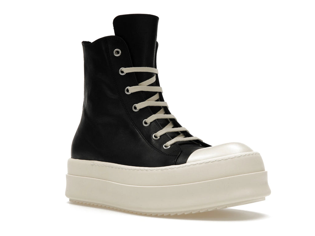 Rick Owens Mega Bumper Leather Sneakers Black Milk - alternate angle 2