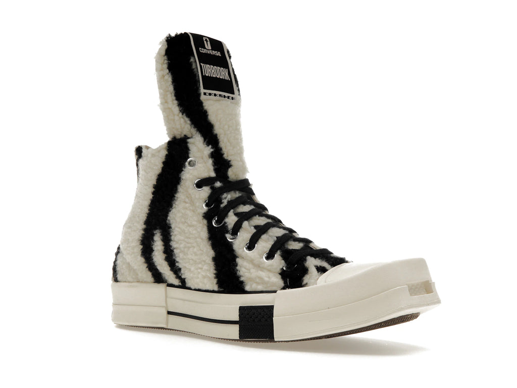 Converse TURBODRK Chuck Taylor All Star 70 Hi Rick Owens DRKSHDW Sherpa Zebra Print White Black - alternate angle 2