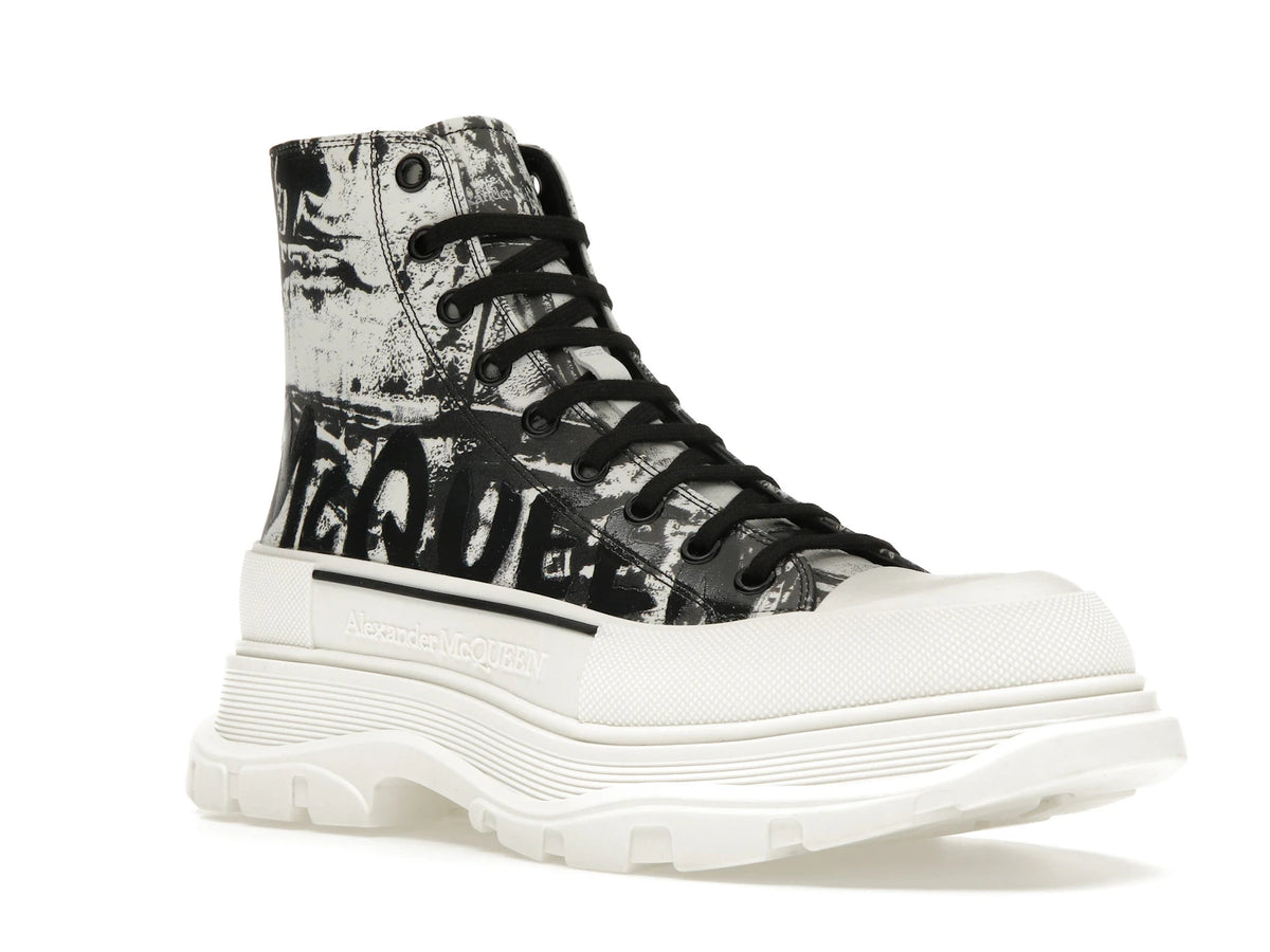 Alexander Mcqueen Graffiti Tread Slick Boot White Black - alternate angle 2