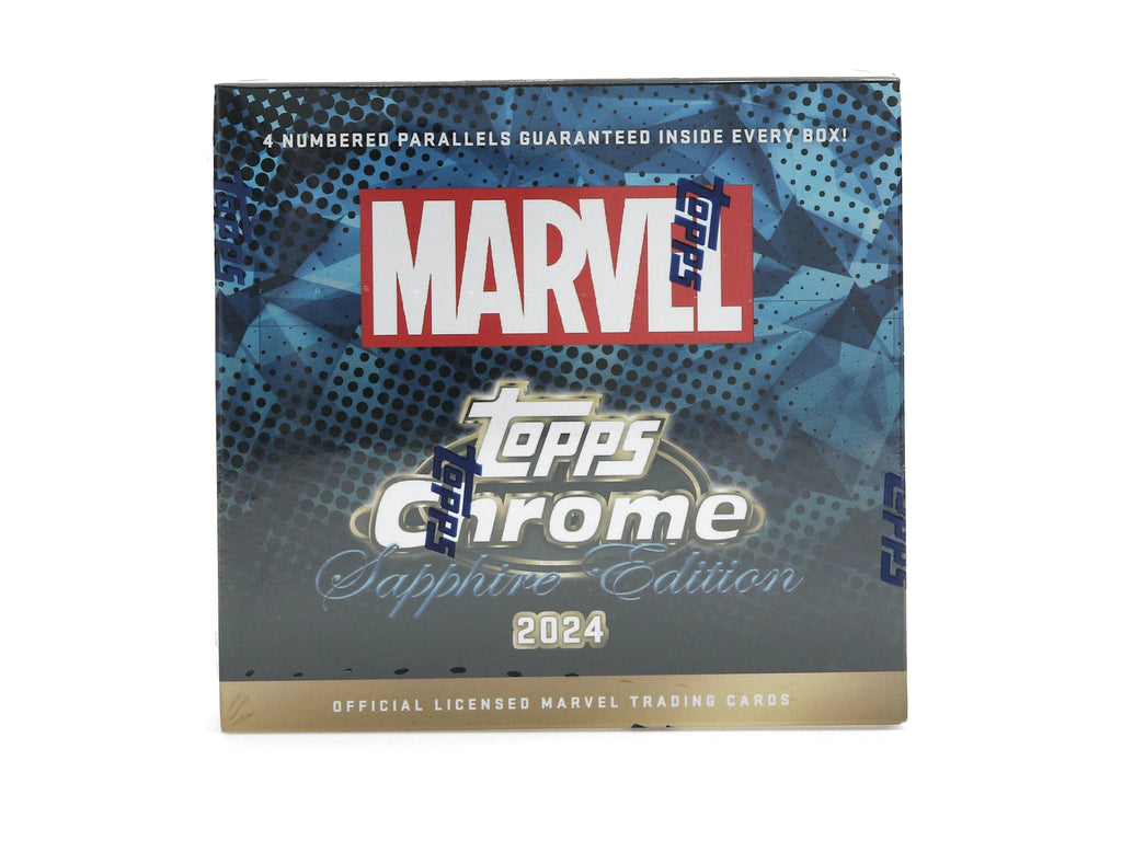 2024 Topps Chrome Sapphire Marvel Hobby Box - alternate angle 2
