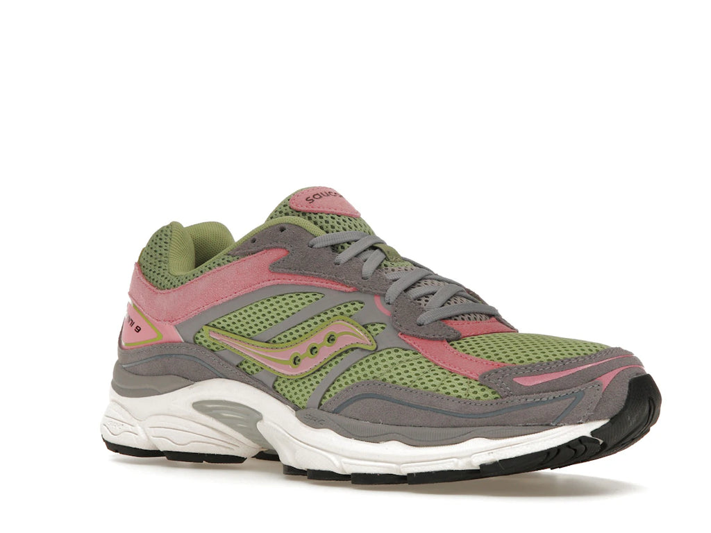 Saucony ProGrid Omni 9 Premium Grey Green Pink - alternate angle 2