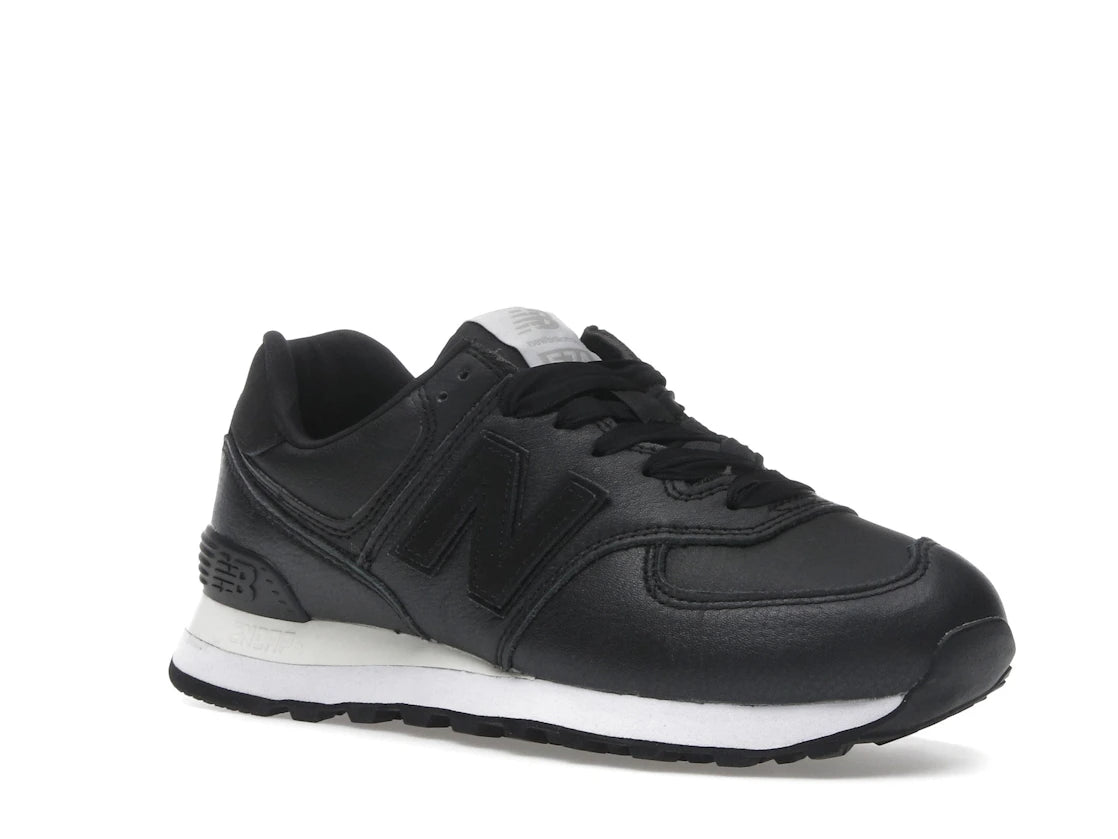 New Balance 574 Black Leather White