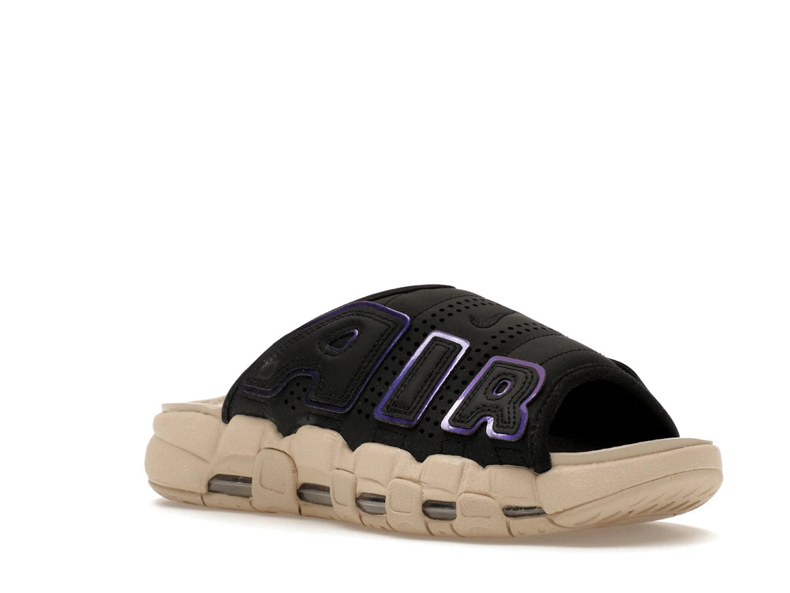 Nike Air More Uptempo Slide Black Sanddrift Iridescent