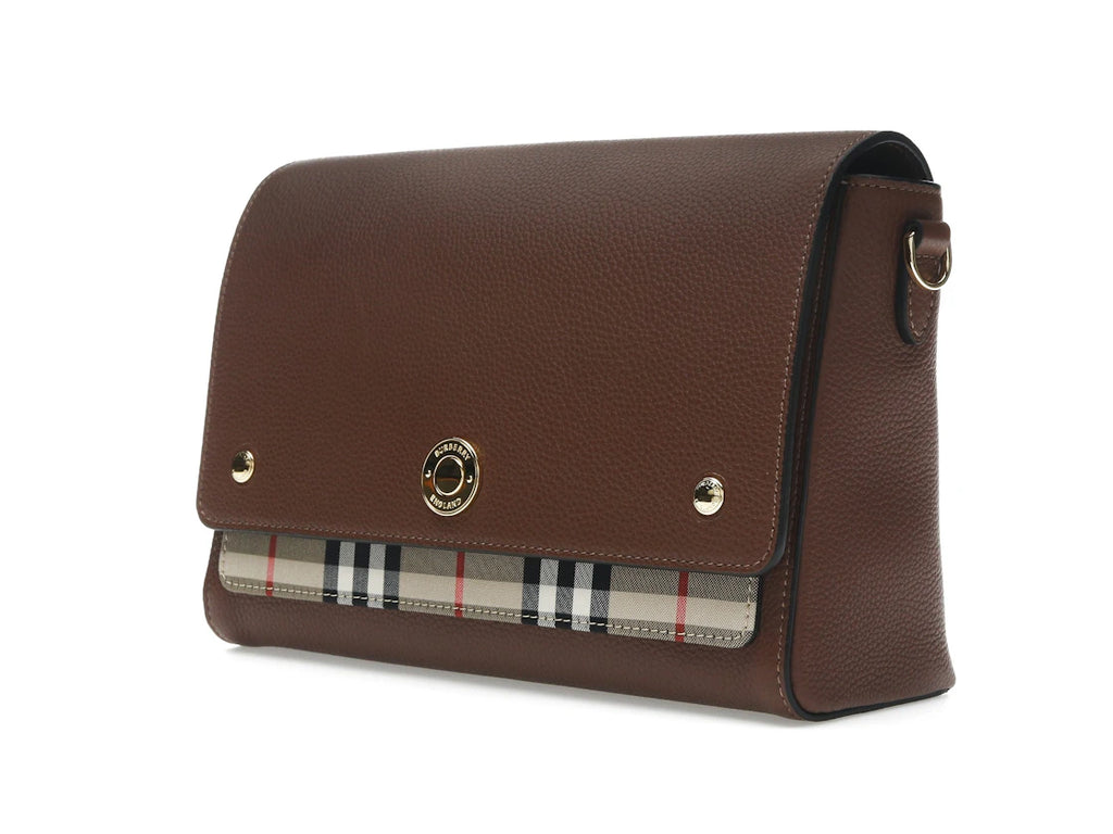 Burberry Vintage Check and Leather Note Crossbody Bag Tan - alternate angle 2