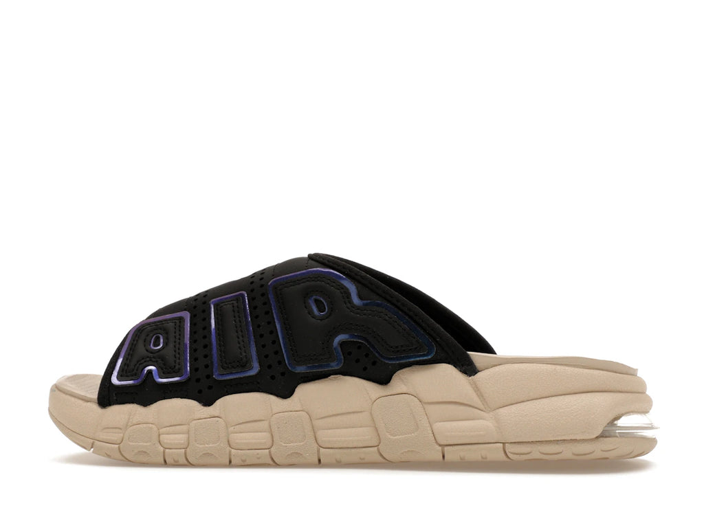 Nike Air More Uptempo Slide Black Sanddrift Iridescent