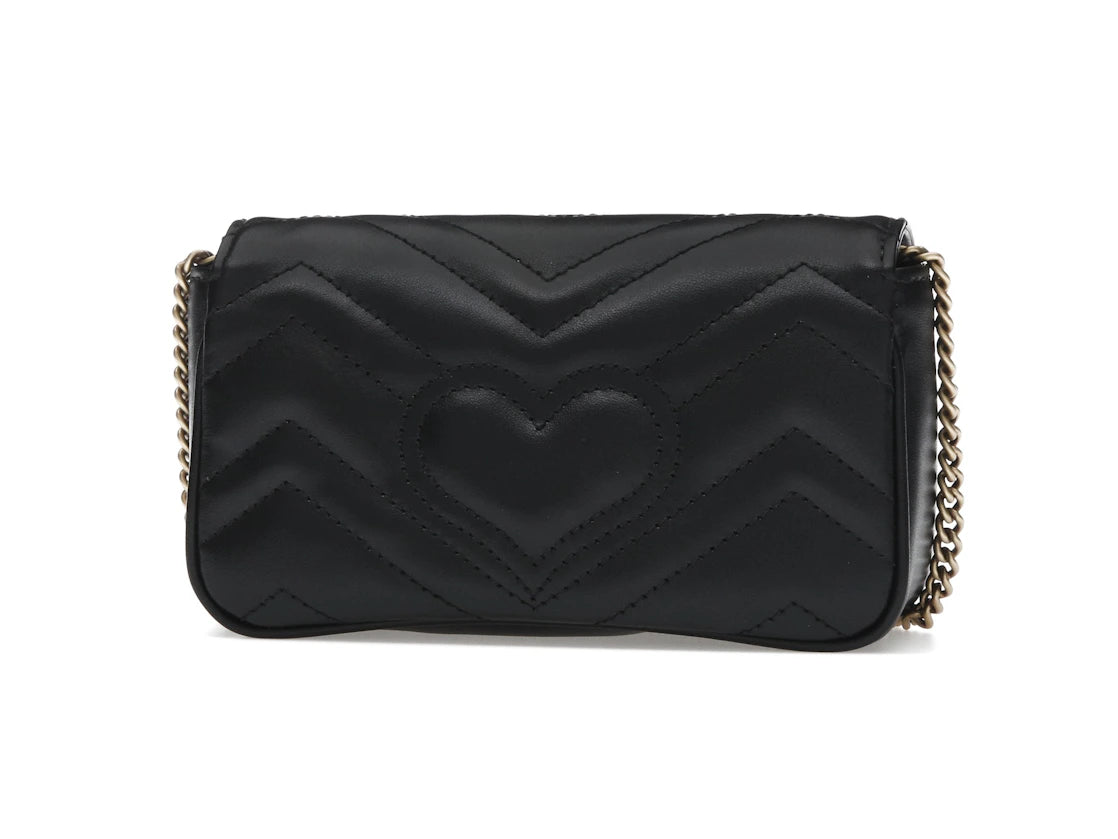 Gucci GG Marmont Matelasse Super Mini Bag Black - alternate angle 1