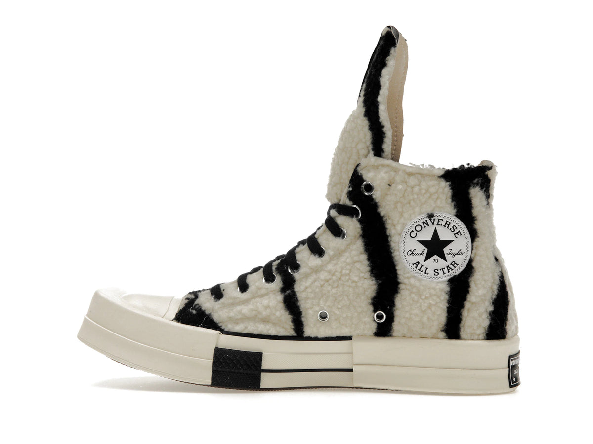 Converse TURBODRK Chuck Taylor All Star 70 Hi Rick Owens DRKSHDW Sherpa Zebra Print White Black - alternate angle 1
