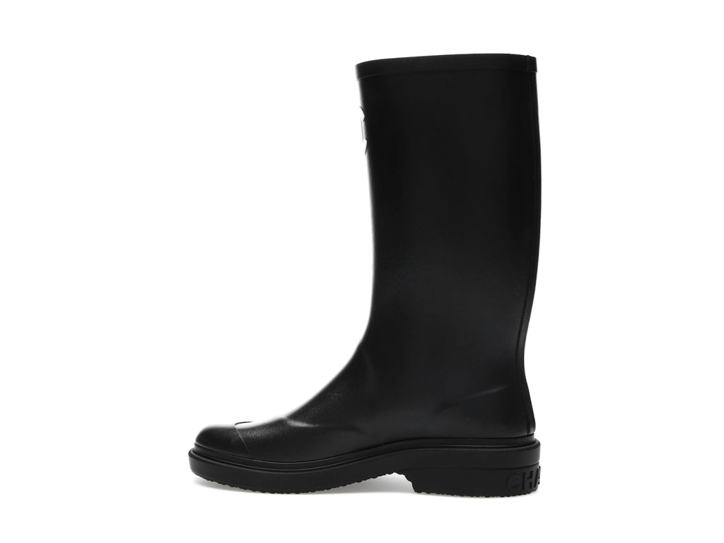 Chanel Rubber Rain Boots Black - alternate angle 1
