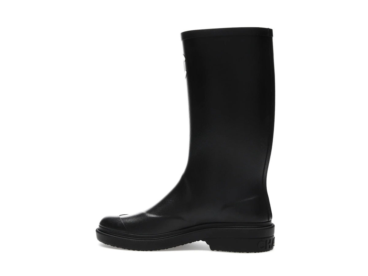 Chanel Rubber Rain Boots Black - alternate angle 1